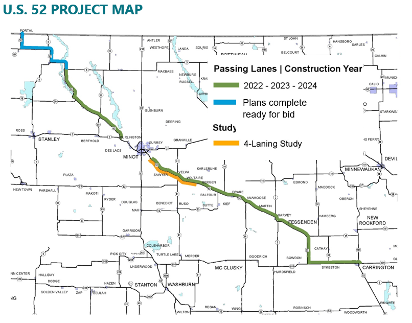 Highway 52 Passing Lane Projects NDDOT US 52 Project Map Project Map 2